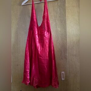 Vintage 2000s Frederick's of Hollywood Vibrant Red Satin & Lace Chemise